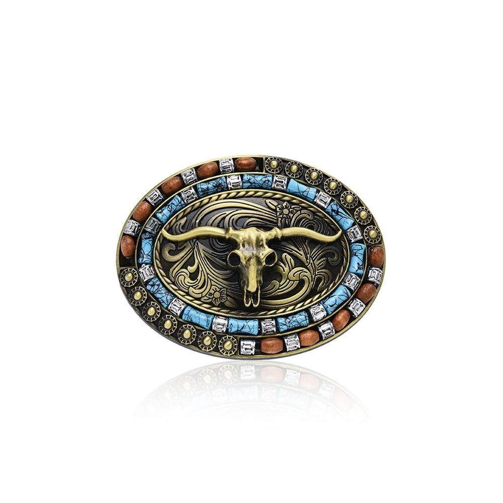 8966 Western Belt Buckles Longhorn Bull Belt Buckle Cowboy Cowgirl Rodeo